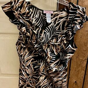 Vol 7. Black and Brown Leaf Print Blouse